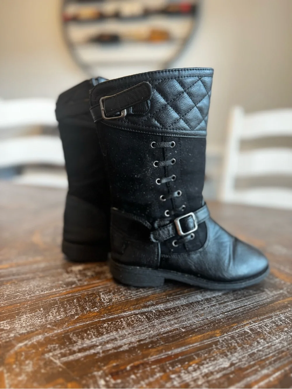 Girls' Black Moto Boots - Size 11